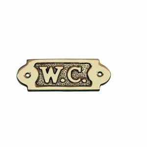 Brass W.C. Sign - Brass Restroom Sign-Brass Door Sign - Picture 1 of 5