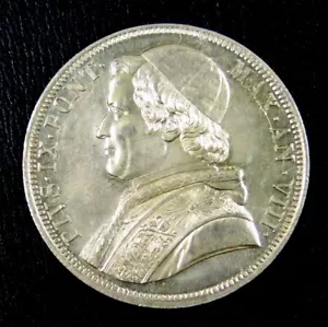 ITALIEN Vatikanische Kirchenstaaten 1853 R Scudo Pius IX., Silber Krone, hoch... - Bild 1 von 3