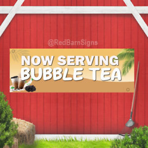 Panneau bannière en vinyle intérieur extérieur maintenant servir thé à bulles