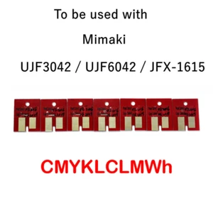 7pcs x Permanent Chips for Mimaki LF140-0728 UV Cartridges: CMYK, LCLM, White - Picture 1 of 6