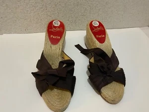 Christian Louboutin Espadrillas sandali grosgrain marroni taglia EU36 - Foto 1 di 9