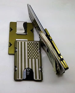 American Flag, Aluminum Wallet/Credit Card Holder, RFID protection, Green - Bild 1 von 5
