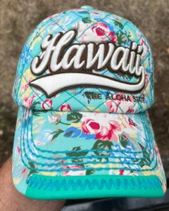 Hawaii Floral Baseball Hat Quilted Spell Out Cap Colorful Tropical Adjustable - Picture 1 of 10
