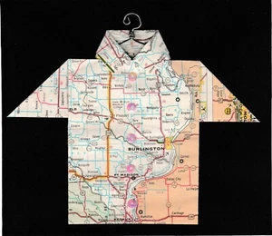 Origami Kartenshirt Iowa, Burlington, Ft. Madison, Keokuk, Mt. Angenehm, Wapello - Bild 1 von 2