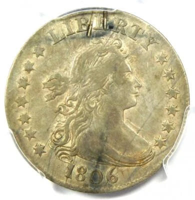 Moneda de 25 centavos busto drapeado 1806 B-9 - Certificado PCGS XF Detalles (EF) Foto 1 de 4