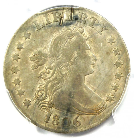 1806 Draped Bust Quarter 25C Coin B-9 - Certified PCGS XF Details (EF) Cover