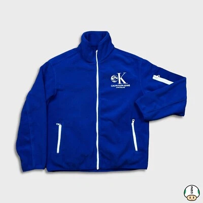 Chaqueta polar Calvin Klein Jeans para hombre azul medio EST 1978 Moon Odyssey cremallera completa Foto 1 de 4