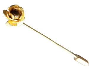Vintage Goldtoned Rose Stick Pin Brooch Hat Pin - Picture 1 of 9