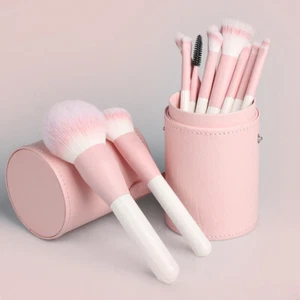 Leather Makeup Brush Storage Holder With Buckle Portable Travel Makeup Brush Box - Picture 1 of 8