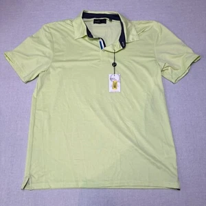Quieti MEN'S SZ M Tonal Texture Performance Short-Sleeve Knit Polo Shirt Green - Picture 1 of 5