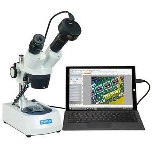 OMAX 10X-20X-30X-60X Microscopio stereo binoculare doppia luce LED + fotocamera 5 MP - Foto 1 di 9