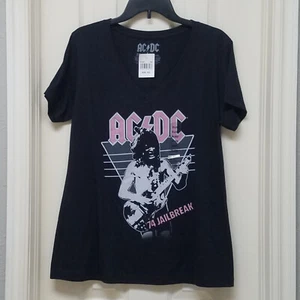 AC/DC V-Neck Tee Kurzarm schwarz ’74 Jailbreak leicht Damen Junior XXL - Bild 1 von 5