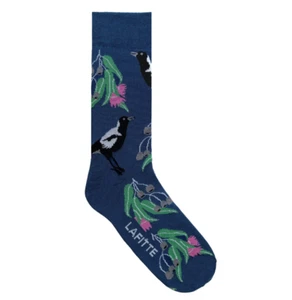 845052 MAGPIE AIRFORCE BLUE LAFITTE PATTERNED SOCKS COMBED COTTON MENS AU 6-11 - Picture 1 of 1