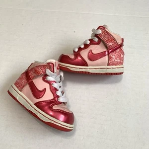 Nike Dunk Hi Pink Valentines Sneakers Baby Size 4C - Picture 1 of 9