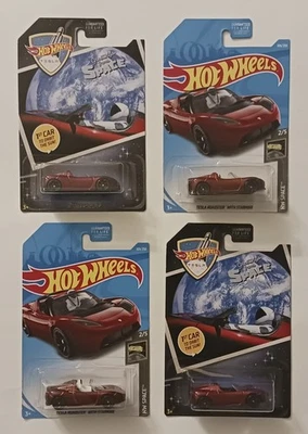 Lote de 4 Hot Wheels Tesla Roadster 2018-19 con Starman y 08 1er coche en órbita espacial Foto 1 de 4