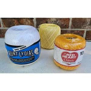 3 New Spools CROCHET THREAD Aunt Lydia's Red Hart Mercerized Cotton GIFT - Picture 1 of 3