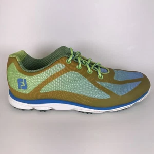 FootJoy FJ Mens EmPower Green Blue Lace Up Golf Shoes Soft Cleats Size 9.5 - Picture 1 of 12