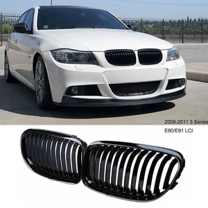 Gloss Black Front Bumper Kidney Grille For BMW 3 Series E90 E91 Sedan 2009-2011 - Picture 1 of 12