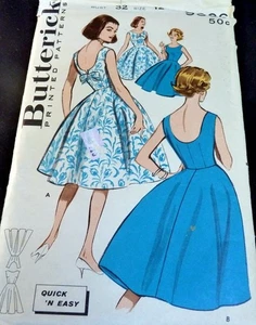 *LOVELY VTG 1950s DRESS BUTTERICK Sewing Pattern 12/32 - Picture 1 of 2