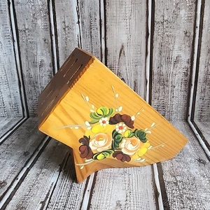 Vintage handbemalter floraler Holzmesserblock - fasst 6 - Bild 1 von 8