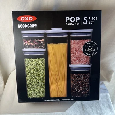 Nuevas empuñaduras OXO Good 5 piezas. Pop Contenedor Set Pulsador Sello Hermético Foto 1 de 4