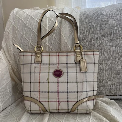 Coach Peyton Tattersall Plaid Tote Bag - Image 1 of 4