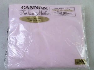 Lenzuolo con angoli in mussola moda cannone vintage - rosa NOS - Foto 1 di 3