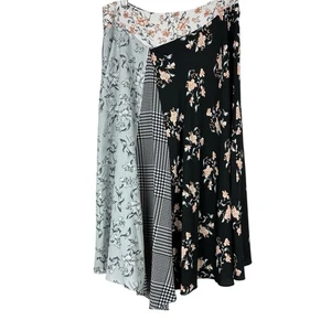 Calvin Klein Patchwork Handkerchief Skirt Sz 8 Mixed Media Print Boho Artsy Fall - Picture 1 of 8