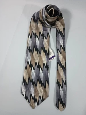 David Taylor NEW Tie Fancy Silver Gold Tone Polyester 56" Necktie FAST Ship - Image 1 of 4