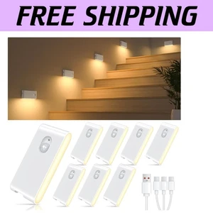 Cordless Warm White LED Night Lights with Motion Sensor - 8 Pack for Home Safety - Picture 1 of 15