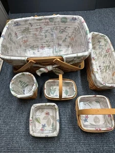 Longaberger Korb Konvolut 6 Körbe + Stoff- und Kunststoffeinlagen - Bild 1 von 16