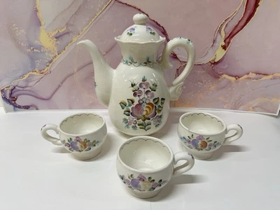 Juego de café vintage de porcelana Semikarakorsk - tetera + 3 tazas pintadas a mano firmadas Foto 1 de 4