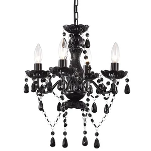Black Chandelier Small Crystal Chandelier Lighting Mini Acrylic Chandeliers 4... - Picture 1 of 7
