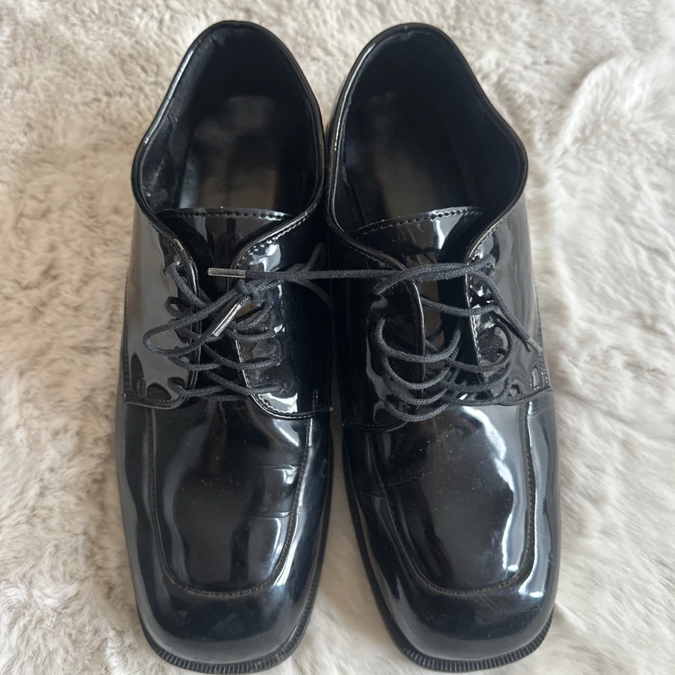 Zapatos de vestir negros sin cordones de charol de noche Perry Ellis para hombre talla 9M Foto 1 de 4