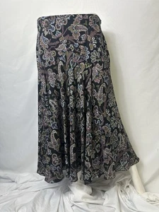 Gonna multicolore JONES NEW YORK TAGLIA 14 taglia 14 vintage 100% seta - Foto 1 di 8