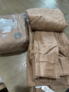 West Elm Pleated European Flax linen 2 panels  curtain 48x84 terracotta mélange - Picture 1 of 2