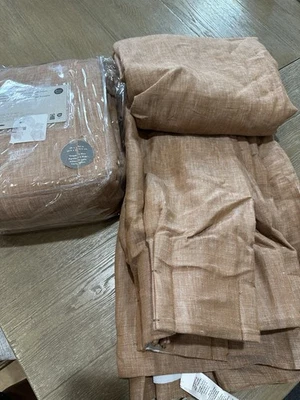 West Elm Pleated European Flax linen 2 panels  curtain 48x84 terracotta mélange - Image 1 of 2