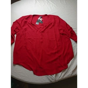 Torrid Harper Georgette roter Pullover 3/4-Arm Bluse Größe 3X neu mit Etikett - Bild 1 von 6