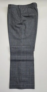 Vtg 1984 Hanny's Check ~W33 L30 Flat Front Classic Men 100% Wool Full Cut Pants - Picture 1 of 13