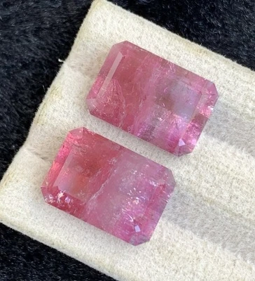 21.36 Crt  Tricolour Tourmaline Pair Natural EarthMinedUnheatedFaceted - Image 1 of 4