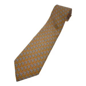 HERMES  Neck tie Silk Red Orange Logo  japan seller N0117 46 Made in France - Picture 1 of 3