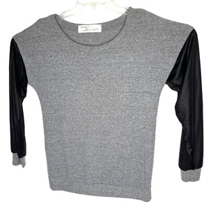 Vintage Havana Gray & Black Long-Sleeve Top Large 88a - Picture 1 of 8