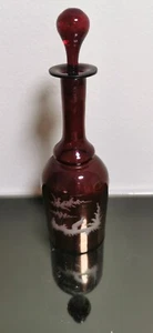 Schöner Vintage 50er Jahre Egerman Rubinrot geschnitten zu klarem Glas Dekanter - Bild 1 von 7