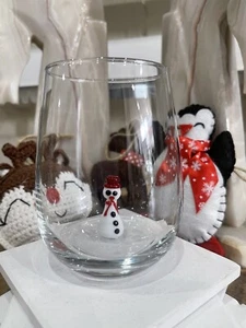 Tiny Snowman Glass Cups Christmas Gift Whiskey Glass Murano Glass Figures - Picture 1 of 5