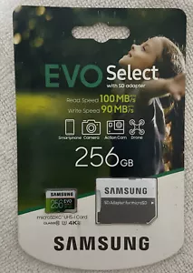 Original Samsung Micro SD Memory Card Class 10 U3 A2 256GB Free Adapter - Picture 1 of 3