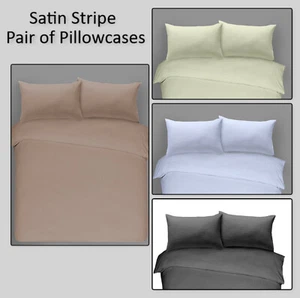 T300 Satin Streifen Paar Kissenbezüge 100 % ägyptische Baumwolle Schlafzimmer Kissenbezug  - Bild 1 von 6