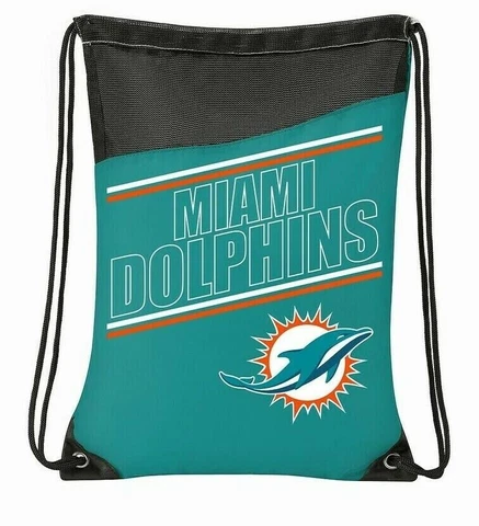 Miami Dolphins Incline Style Backsacks Backpacks 18"H x 13.5"W  Braided Drawcord Cover