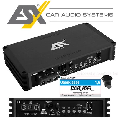 ESX 1000 Watt Mini Auto Verstärker 1-Kanal digital Subwoofer Endstufe QM500.1 - Bild 1 von 2
