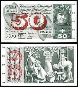Switzerland 50 francs 1964.04.02. Girl P48d(1) S. Galli Schwegler Kunz aXF+/aUNC