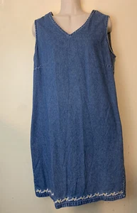 Vestido Jersey STO Susquehanna Trail Outfitters Bordado Azul Denim Algodón Talla L - Imagen 1 de 5